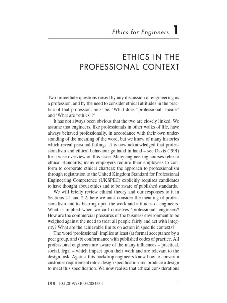 Ethics & Professionalism in Engineering | PDF