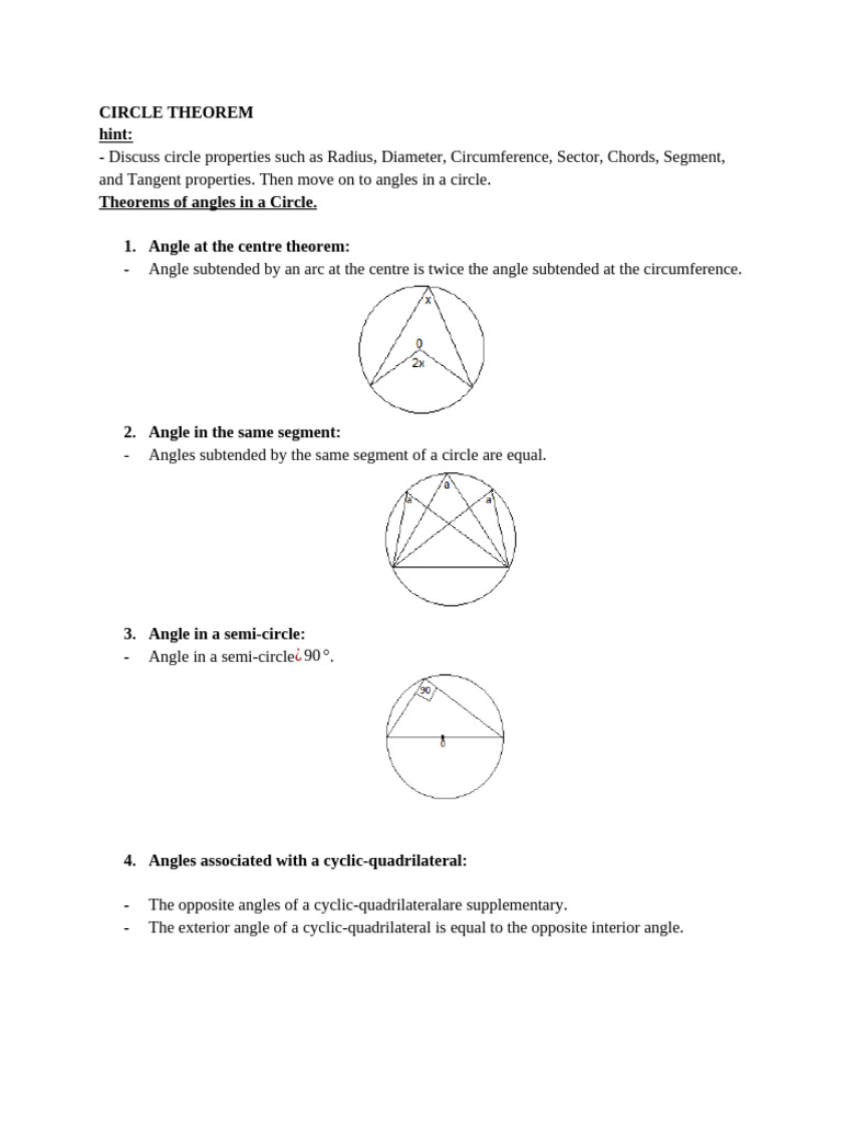 Circle Theorems and Angle Properties | PDF | Circle | Angle