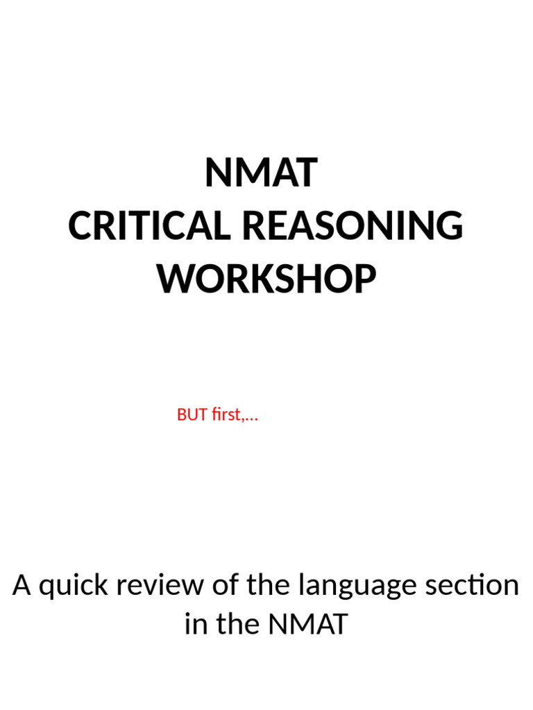NMAT Critical Reasoning Workshop Guide | PDF | Argument | Inference