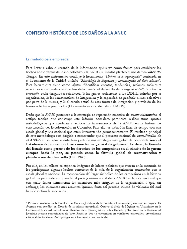 Daños Colectivos a la ANUC en Colombia | PDF | Reforma agraria | Colombia
