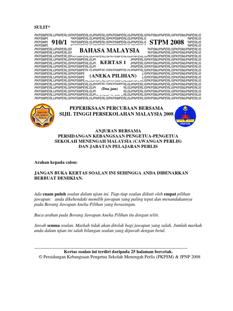 STPM BM 1 Perlis | PDF | Social Science