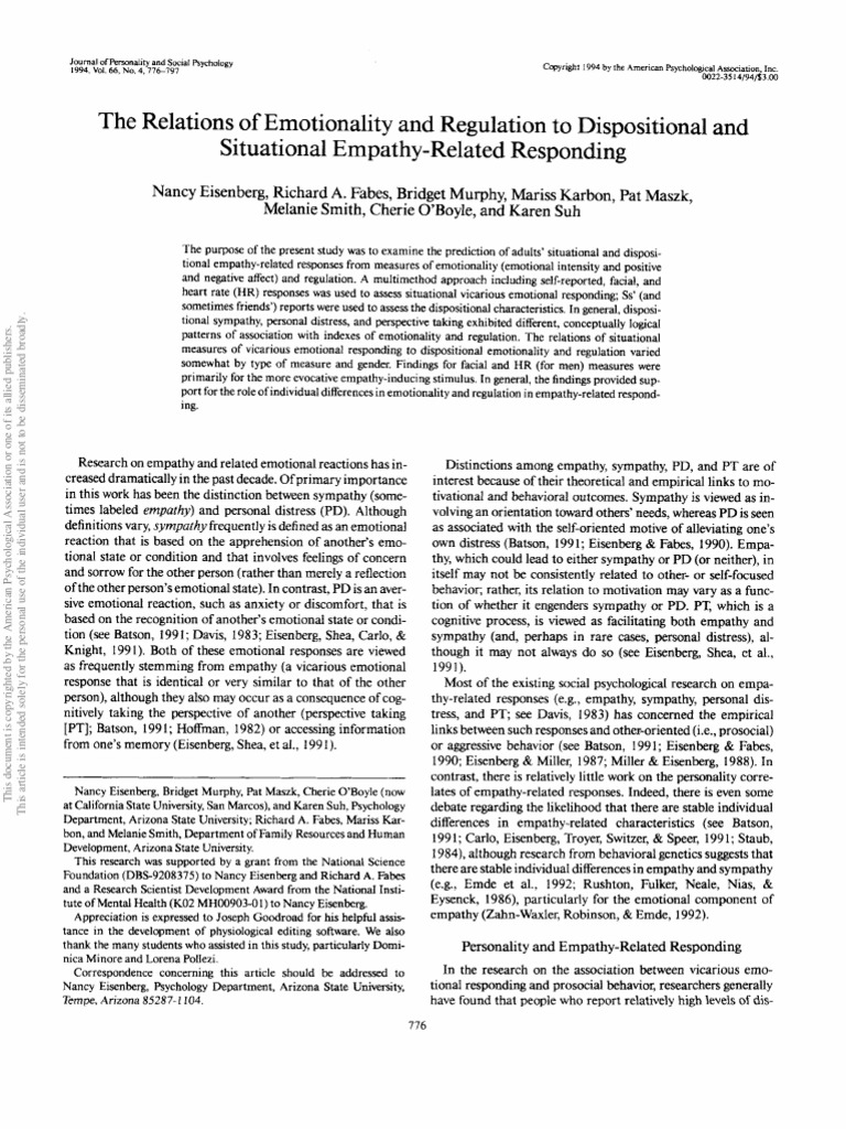 The Relations of Emotionality and Regulation To Dispositional and ...