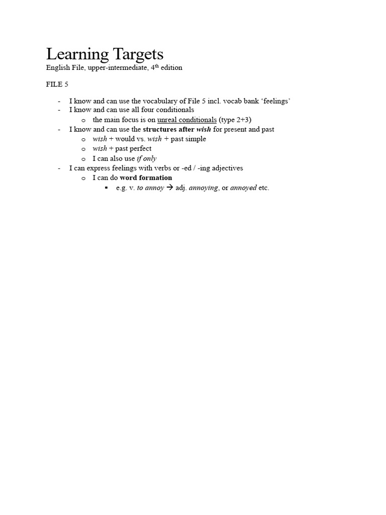 Learning Targets FILE 5AB (4th Ed.) | PDF