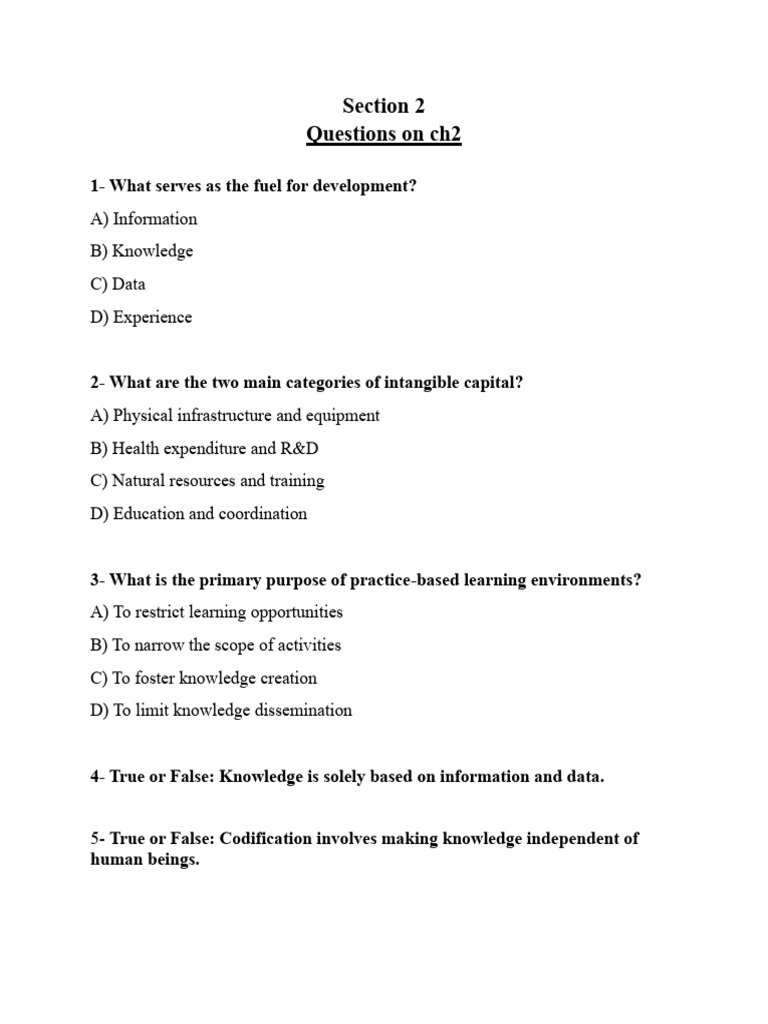 Section 2 questions pdf knowledge information