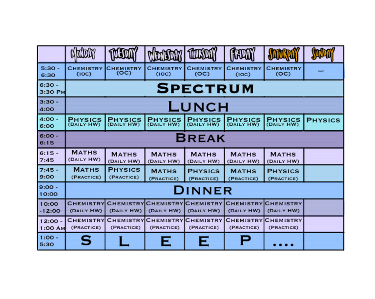 Daily Homework and Practice Schedule | PDF