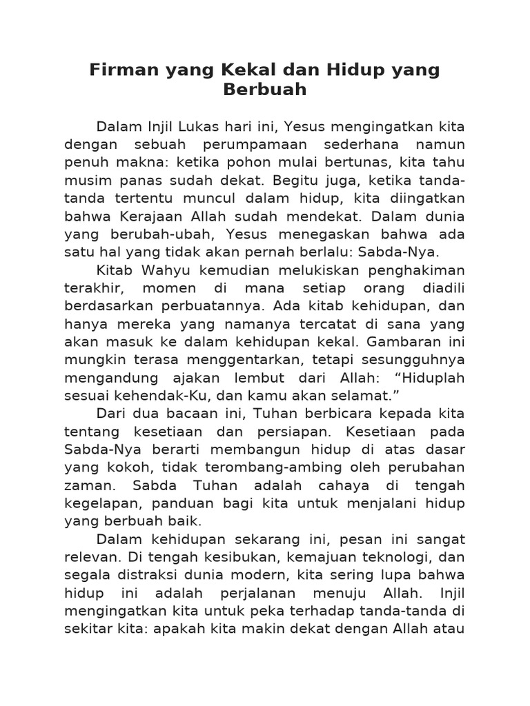Firman Yang Kekal Dan Hidup Yang Berbuah Pdf