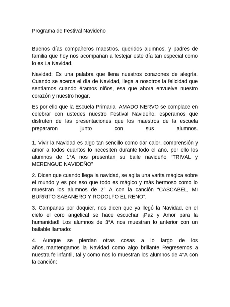 Programa de Festival Navideno | PDF