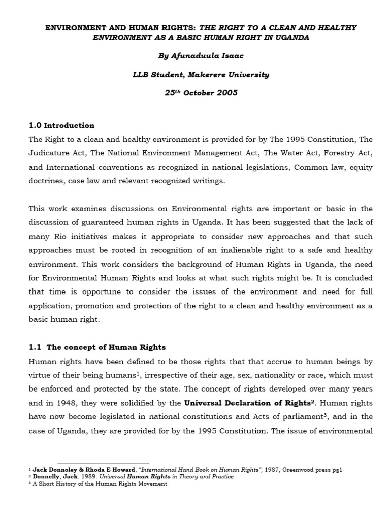 Uganda's Right to a Healthy Environment | PDF | Human Rights ...