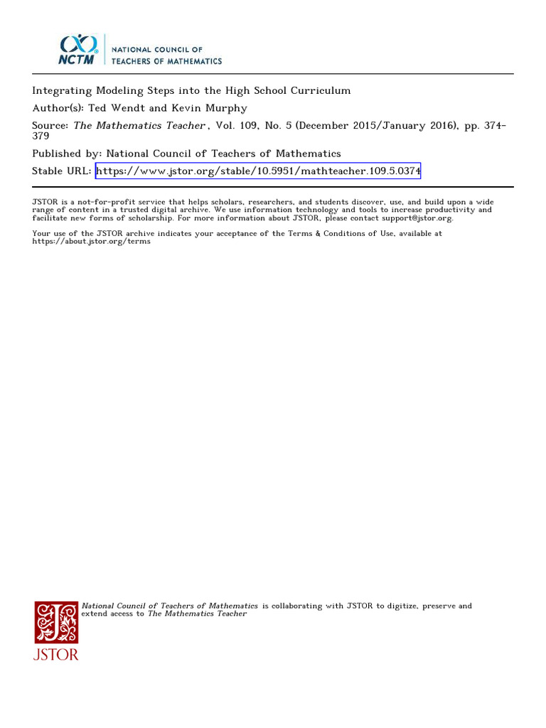 Modeling in High School Math Curriculum | PDF | Function (Mathematics ...