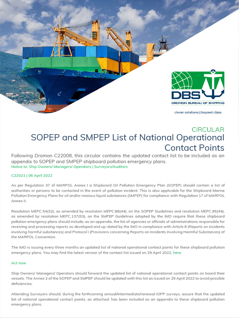 Updated SOPEP/SMPEP Contact List | PDF