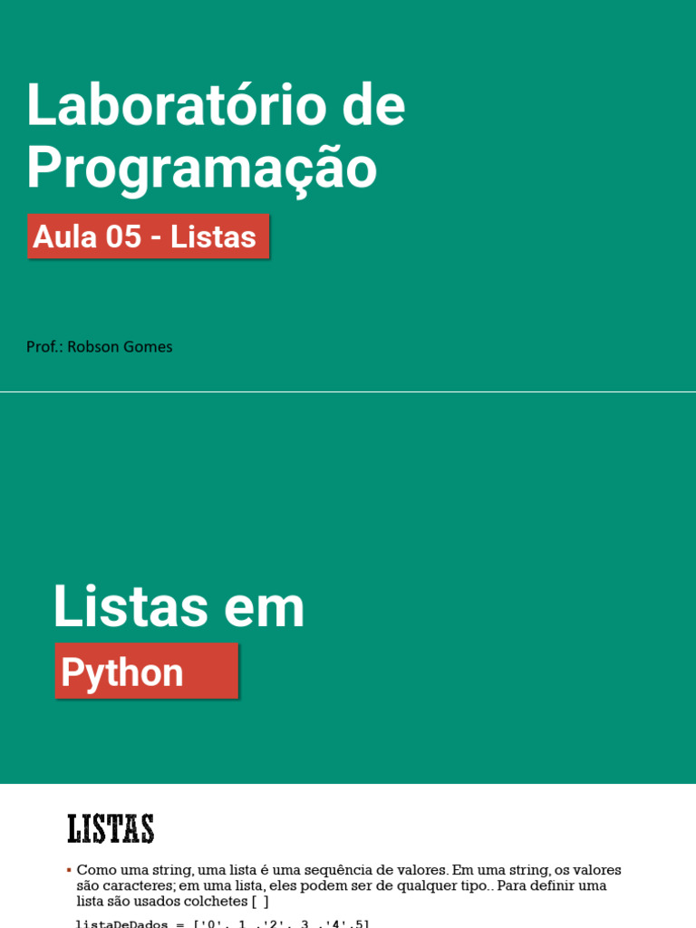 Listas em Python: Manipulação e Funções | PDF | String (Ciência da ...