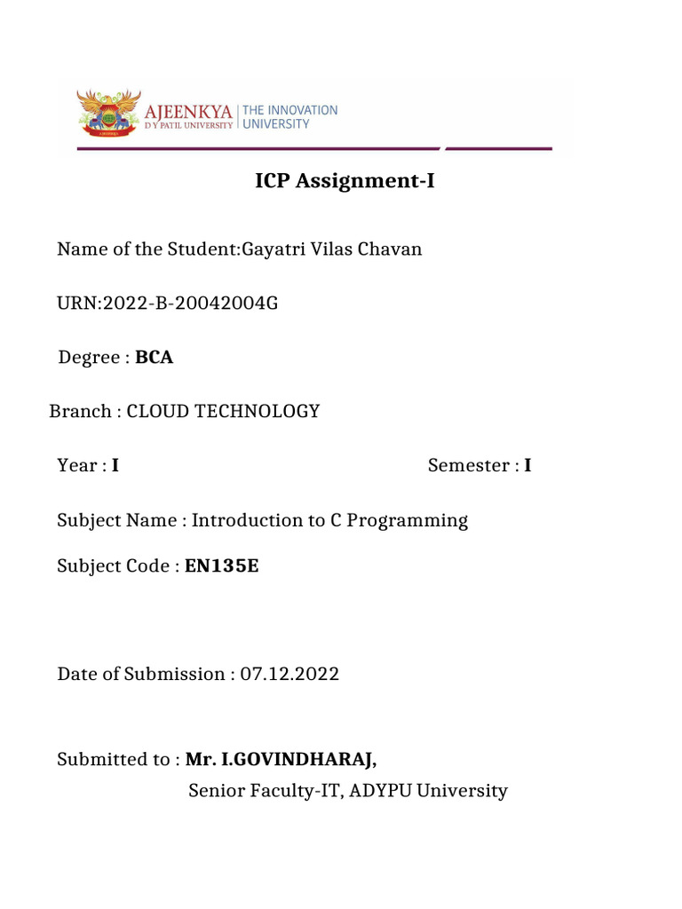 ICP Assignment-I | PDF