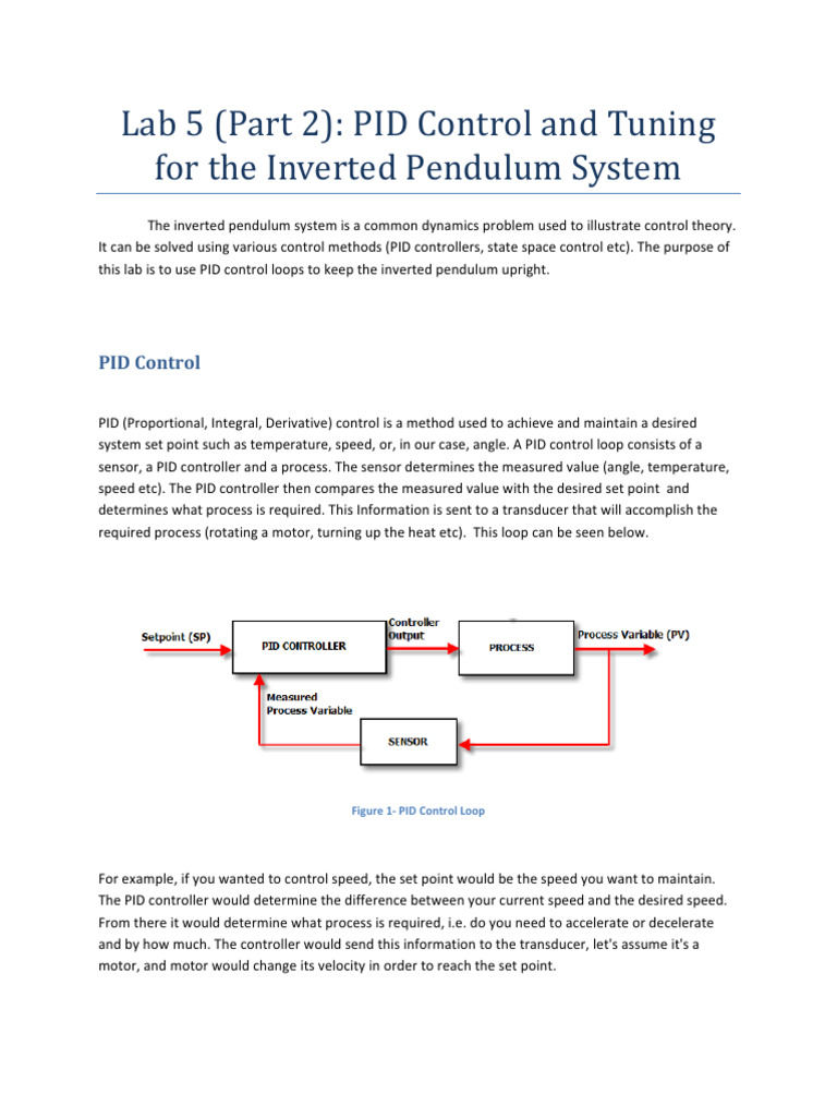 Lab 5 (Part 2) - PID Control and Tuning | PDF | Mechanics | Applied ...