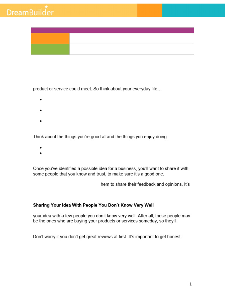 Business Idea Exploration Workbook | PDF | Cognition