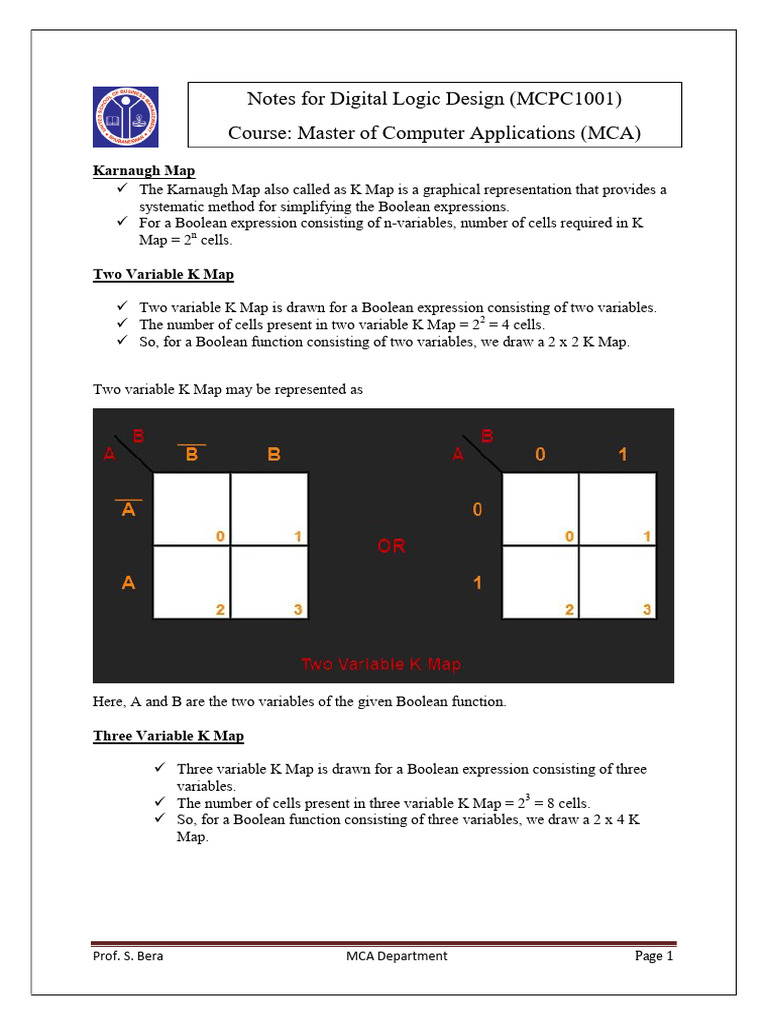 Two-Variable Karnaugh Map Guide | PDF | Boolean Algebra | Teaching ...