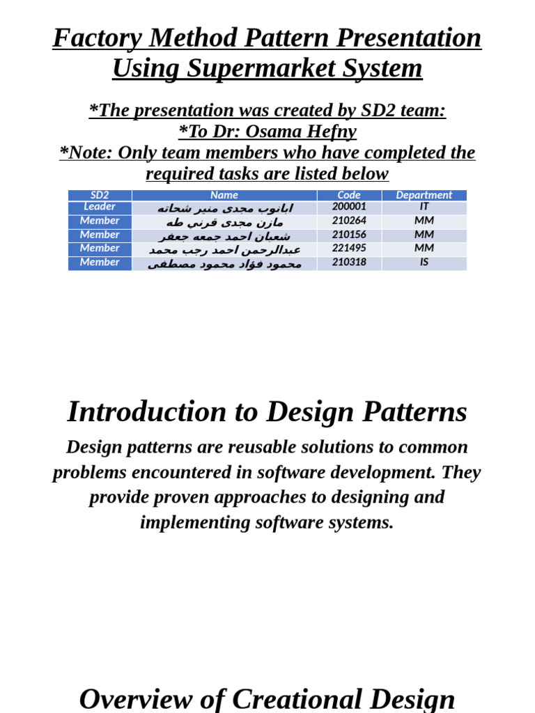 Presentation About Factory Method Pattern Using Supermarket System (SD2 ...