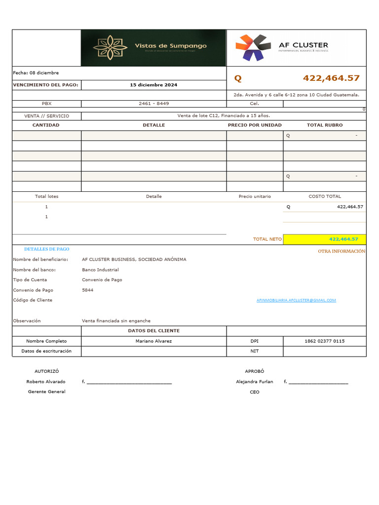Formulario de Compra de Lote C12 | PDF