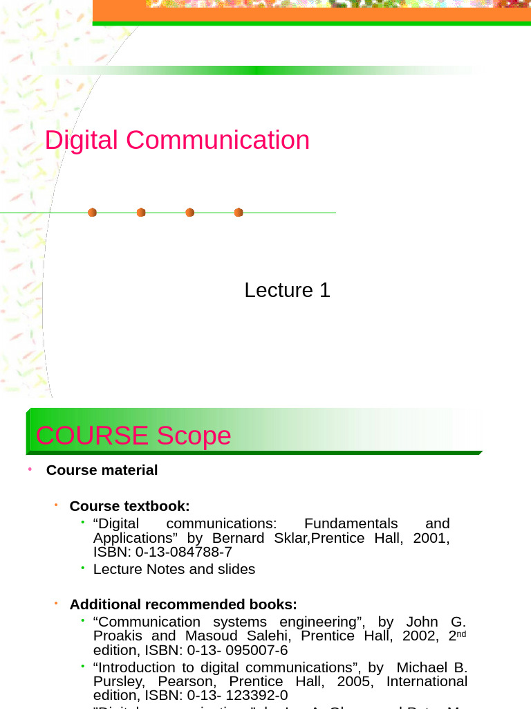 DC Lecture 1 | PDF | Modulation | Spectral Density