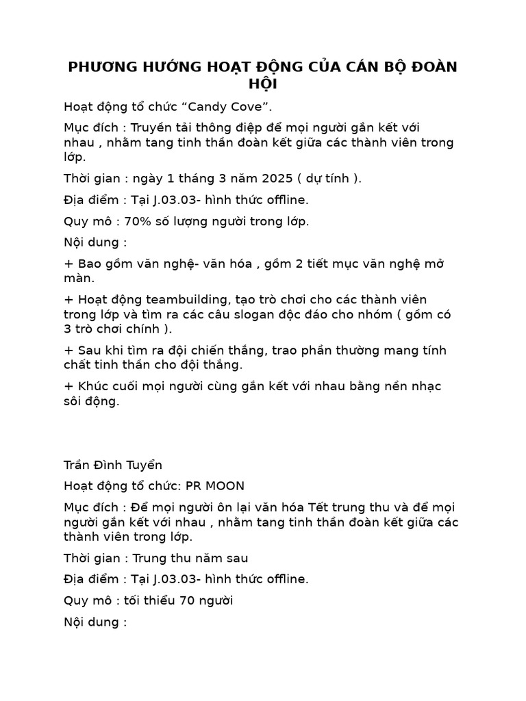 Phương Hư NG Ho T Đ NG C A Cán B Đoàn H I | PDF