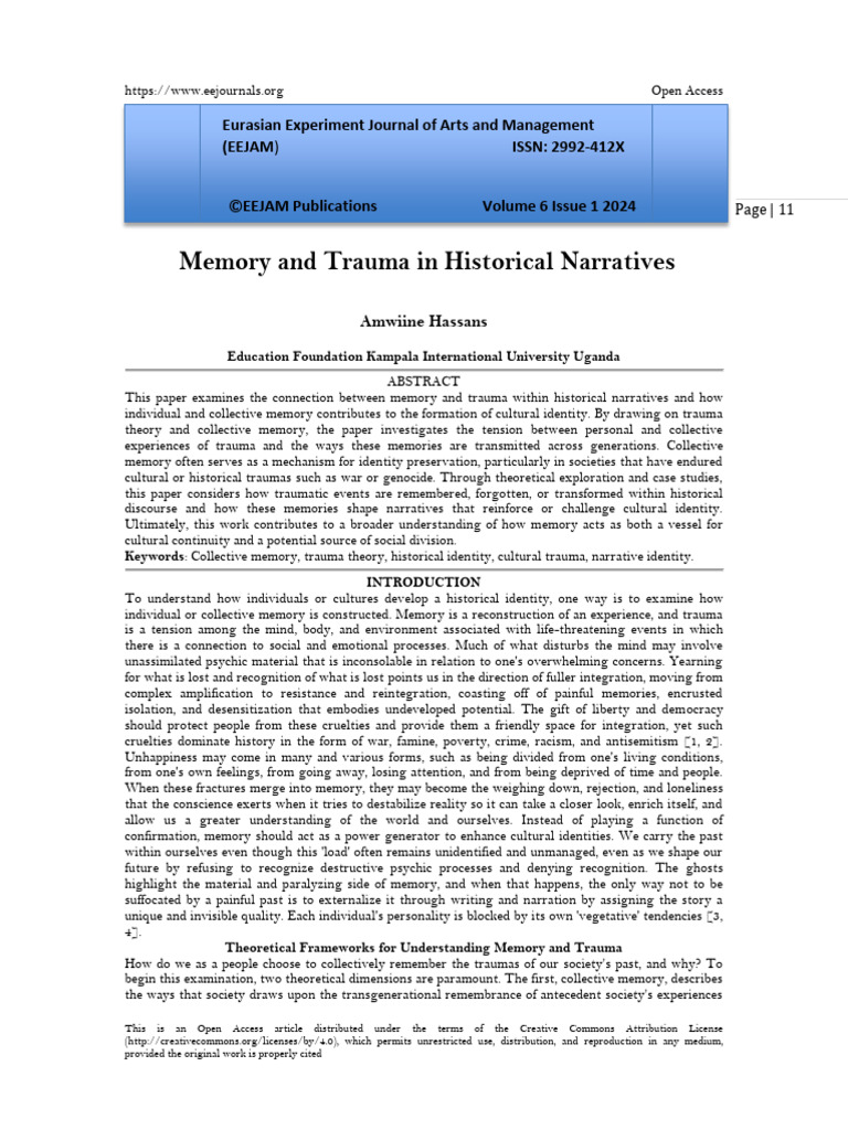 Memory and Trauma in Historical Narratives (www.kiu.ac.ug) | PDF ...
