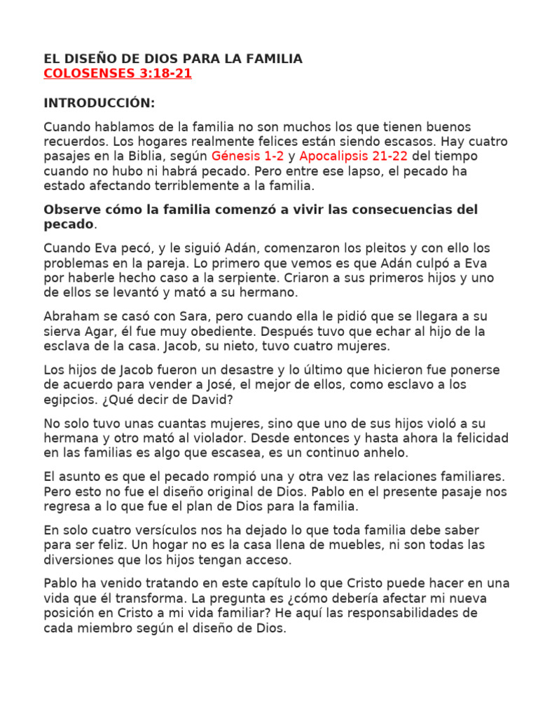 Diseño Divino Para La Familia Pdf Amor Cristo Título