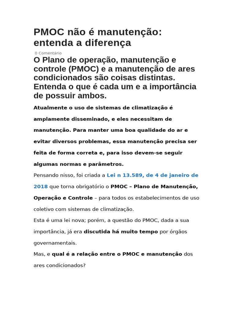 Diferença entre PMOC e Manutenção de Ar | PDF | Engenheiro | Poluição do ar