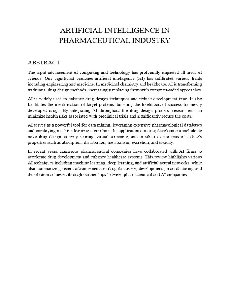Ai in Pharmaceutical Industry PDF | PDF | Artificial Intelligence ...