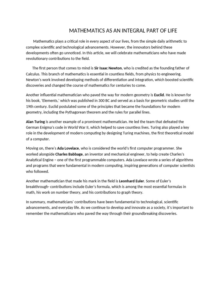 Celebrating Pioneers of Mathematics | PDF