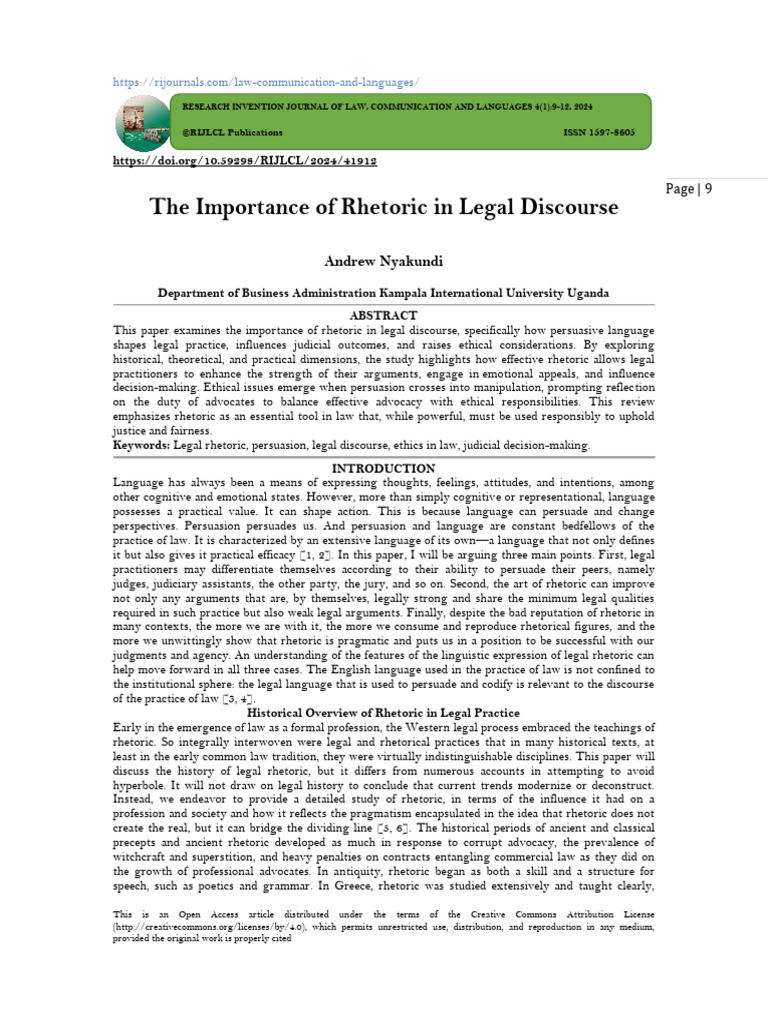 Legal Rhetoric: Persuasion & Ethics | PDF | Rhetoric | Persuasion