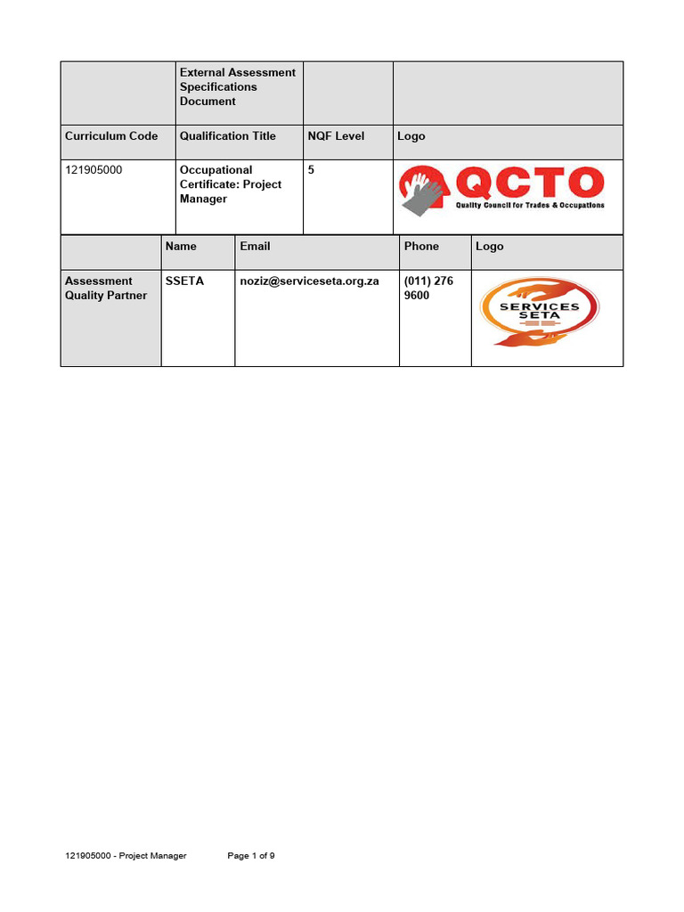 Project Manager Assessment Standards Guide | PDF | Educational ...