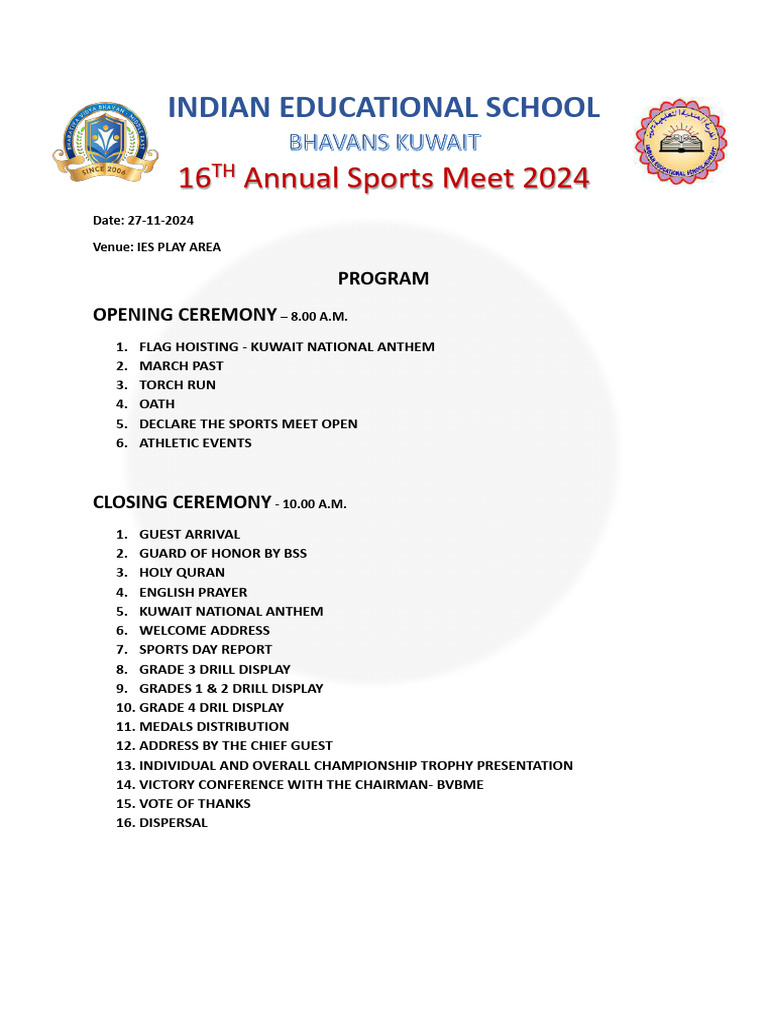 IES SPORTS DAY 2024 - PROGRAM_Results_List of Participants | PDF