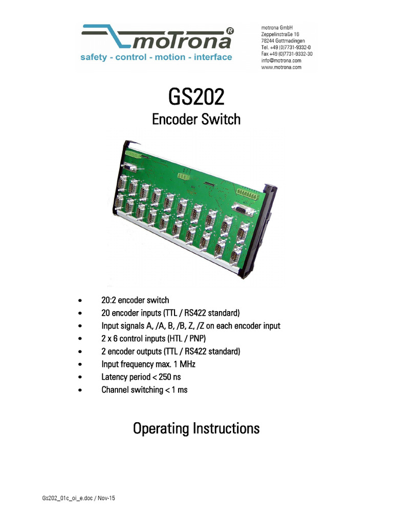 GS202 Encoder Switch Operating Manual | PDF | Bit | Manufactured Goods