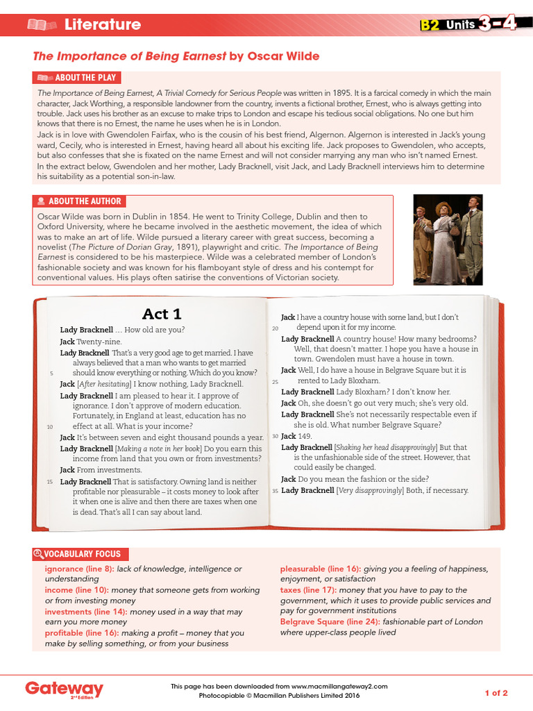 Oscar Wilde's The Importance of Being Earnest | PDF | The Importance Of ...
