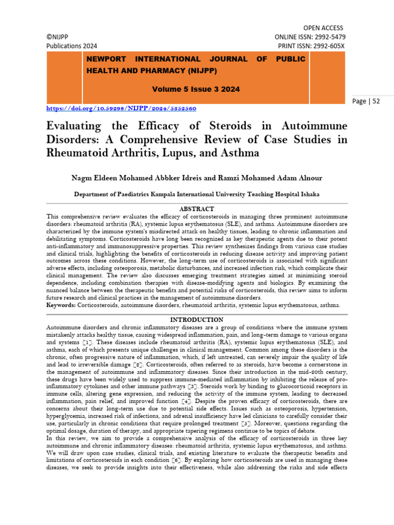 Evaluating The Efficacy of Steroids in Autoimmune Disorders: A ...