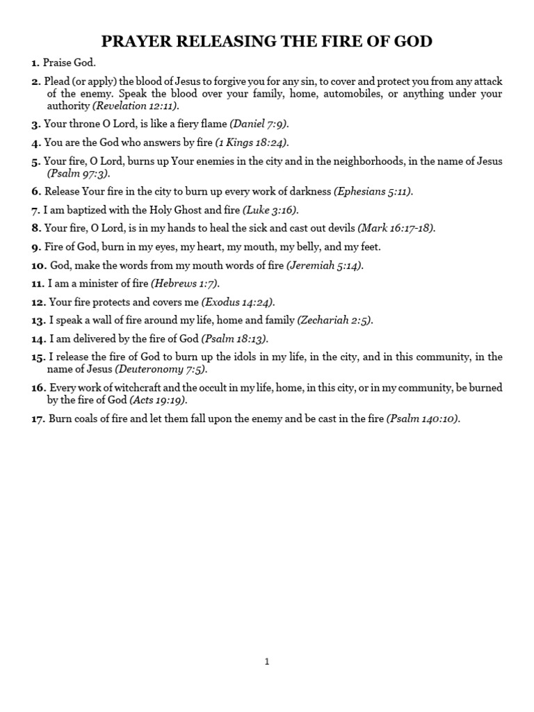 Fire of God: Warfare Prayer Guide | PDF | Jesus | God