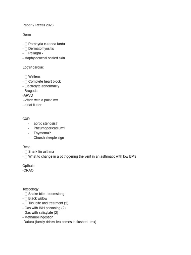 2023 Medical Recall: Key Conditions & Treatments | PDF