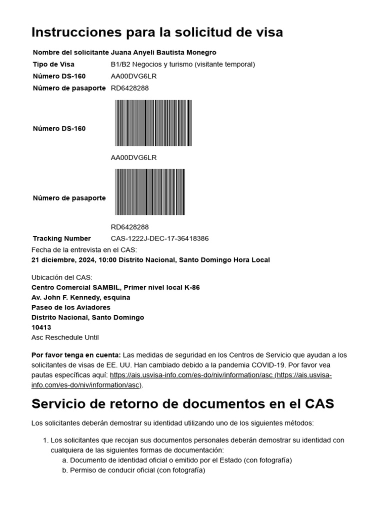 Confirmaci n e instrucciones official u s department of state visa