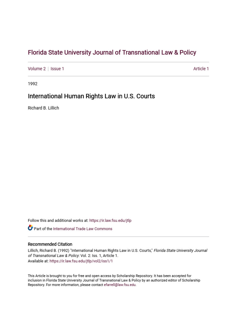 International Human Rights Law in U.S. Courts | PDF | Treaty ...