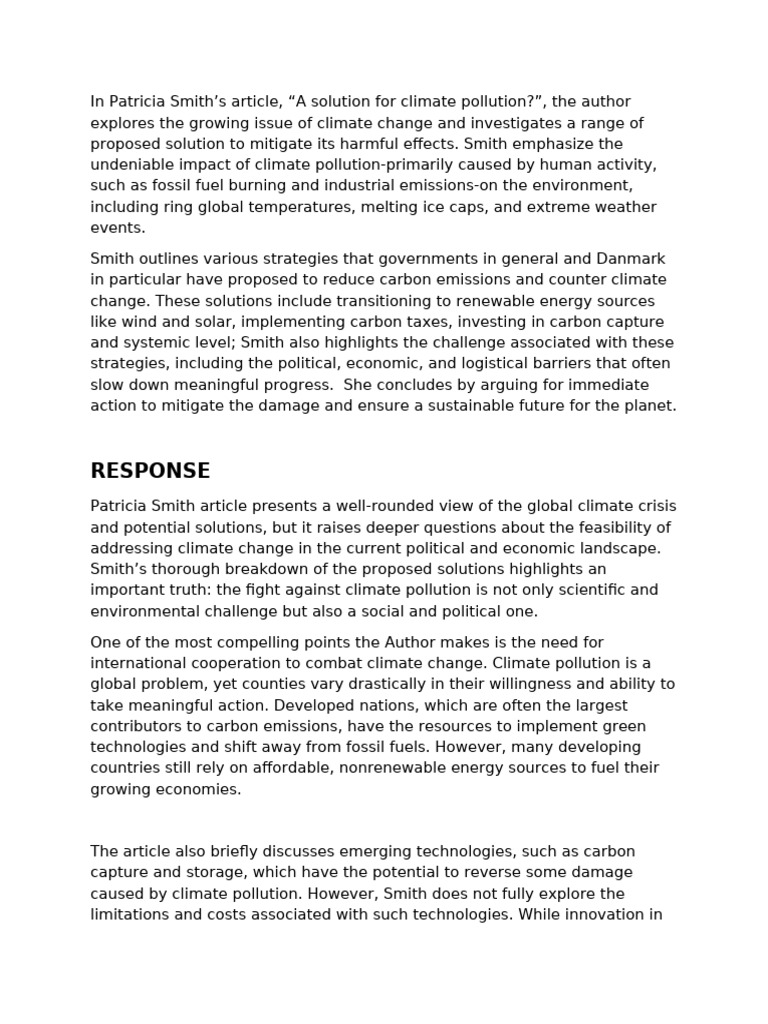 Solutions to Climate Pollution Explored | PDF | Climate Change ...