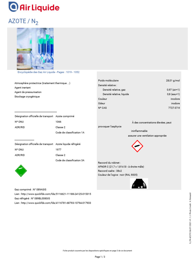 Approvisionnement en azote industriel | PDF | Phase (thermodynamique ...