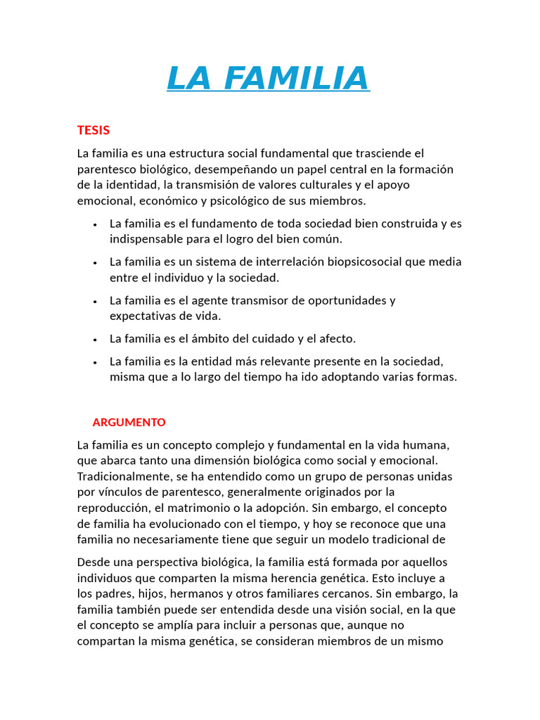 La Importancia de la Familia en la Sociedad | PDF | Familia ...