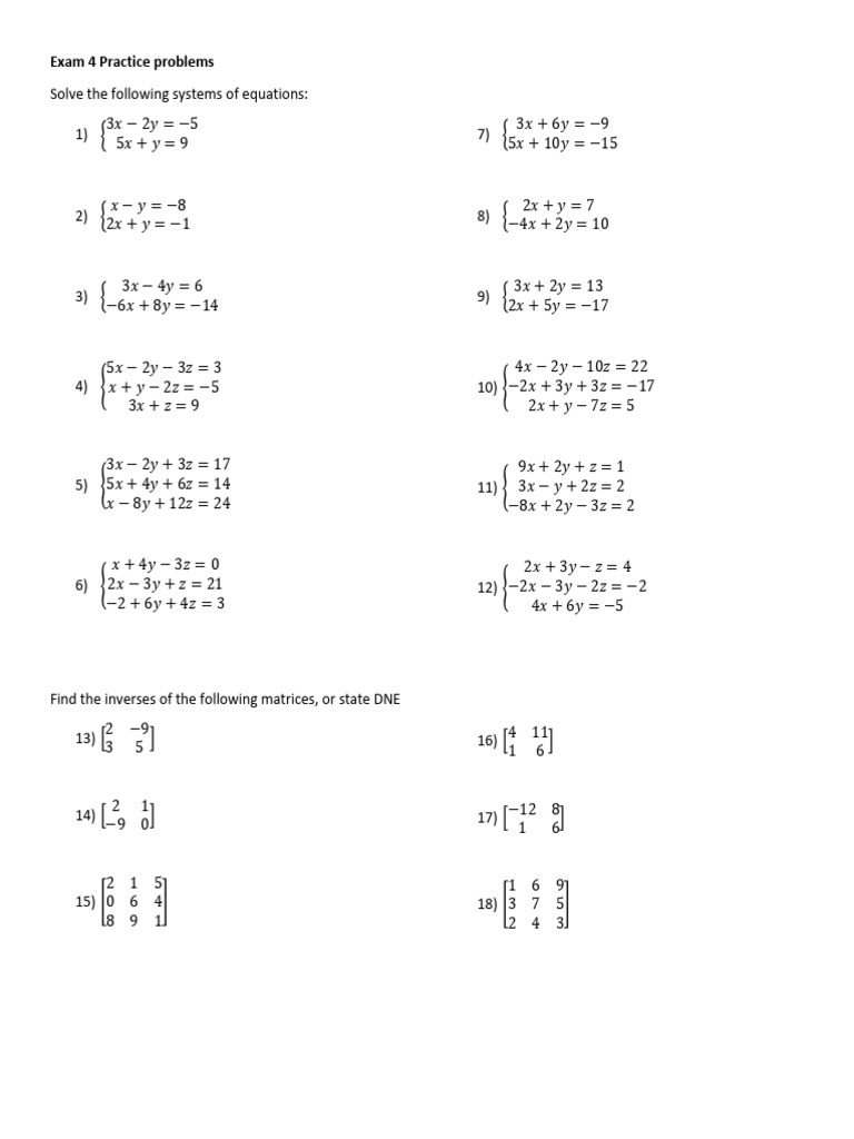 Systems of Equations and Matrix Problems | PDF | Functions And Mappings ...