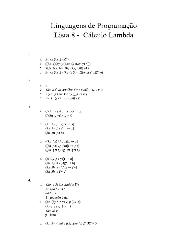 Linguagens de Programação - Lista 8 | PDF