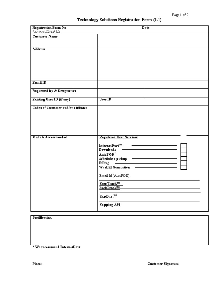 Technology Solutions Registration Form | PDF