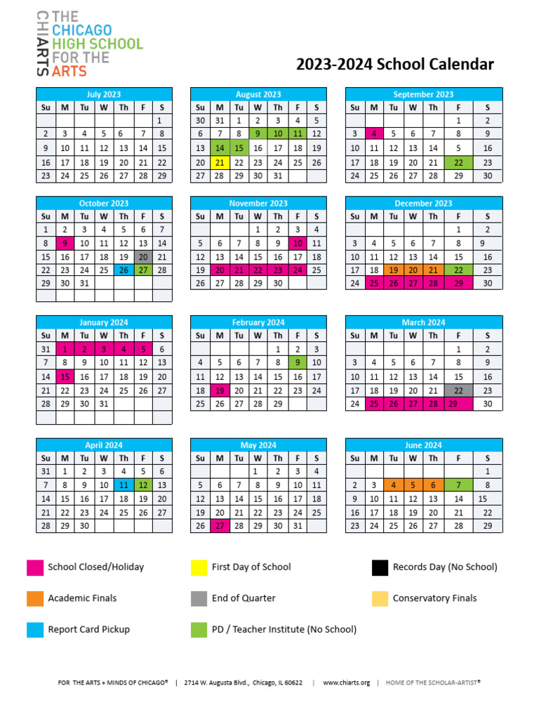ChiArts 2023-2024 School Calendar | PDF | Academic Term | Public Holiday