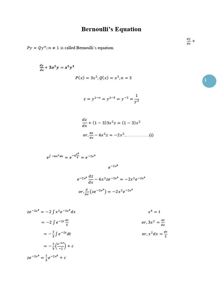 Lecture 08 Bernoullis Equation Pdf Partial Differential Equation