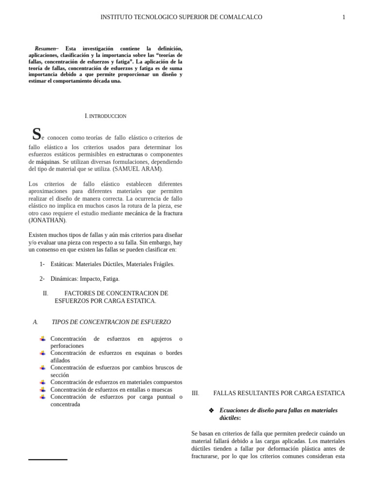 U1 - Act - 01 - Reporte de Investigacion | PDF | Fatiga (material ...