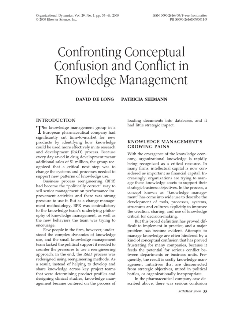 DeLong Confronting Conceptual Confusion | PDF | Knowledge Management ...