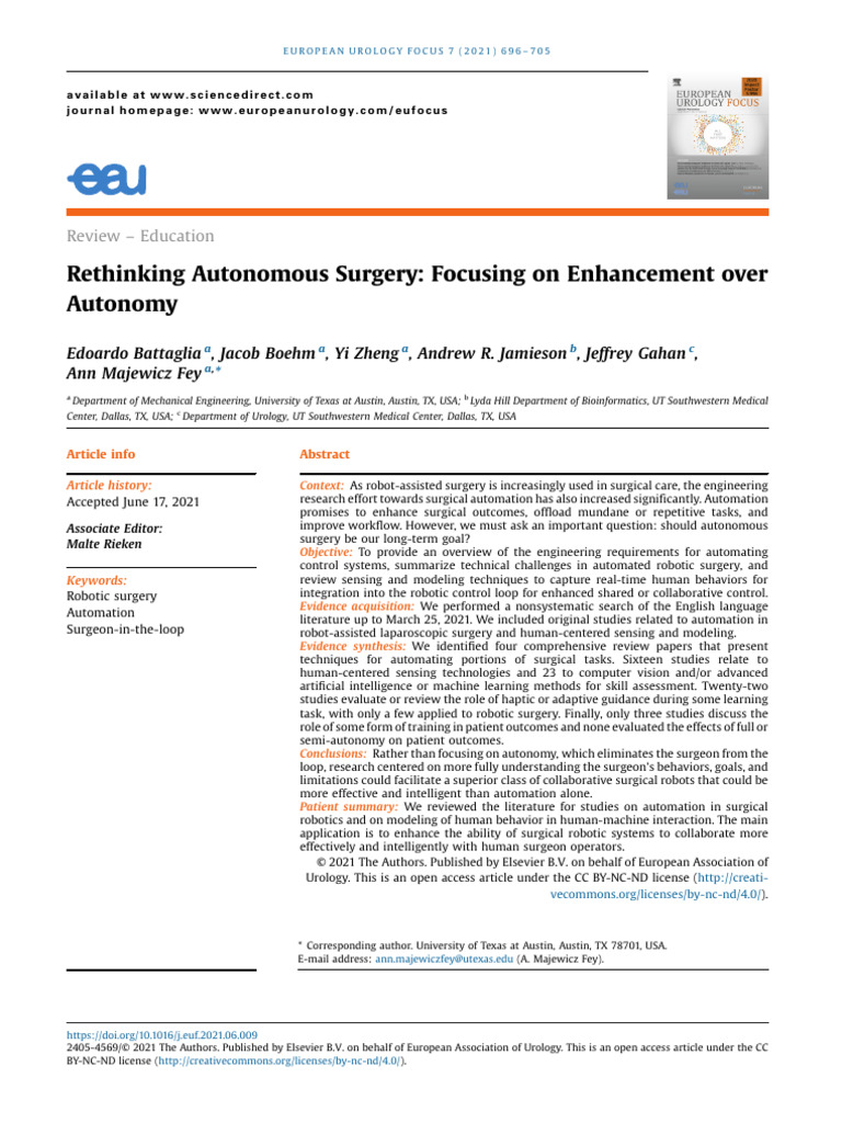 Enhancing Collaboration in Robotic Surgery | PDF | Robotics | Robot