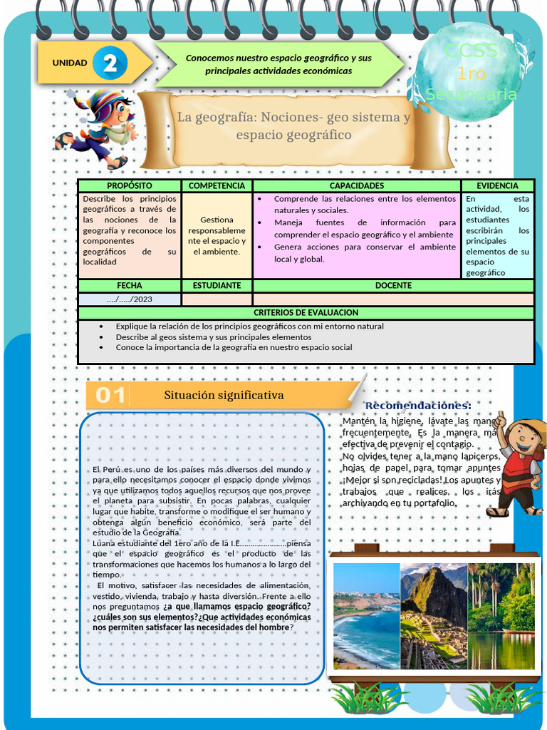 Ficha de Actividad CCSS 1°-Semana 1 | PDF